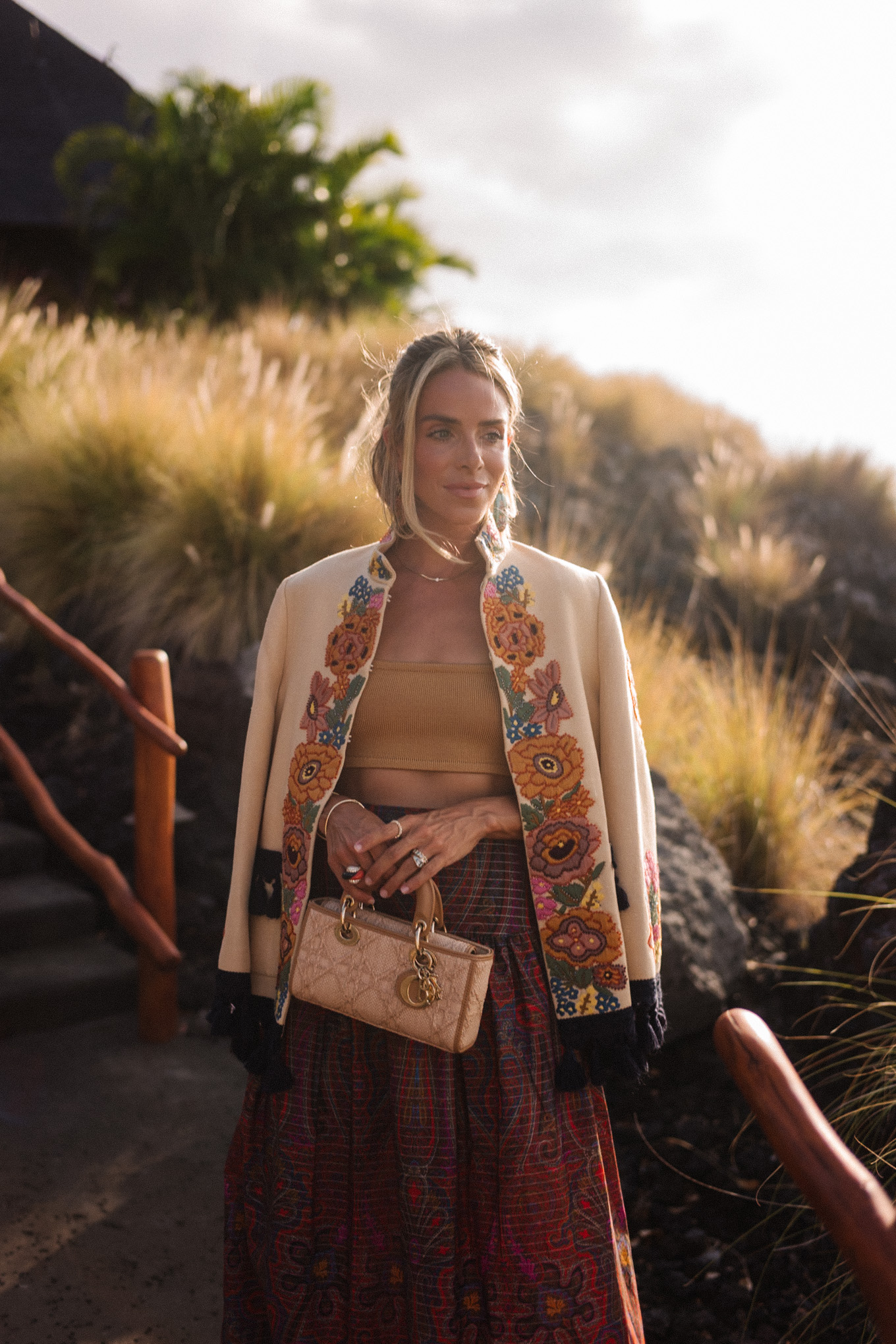 Veste brodée Paisley Maxi Rock Gold Tank Cropped