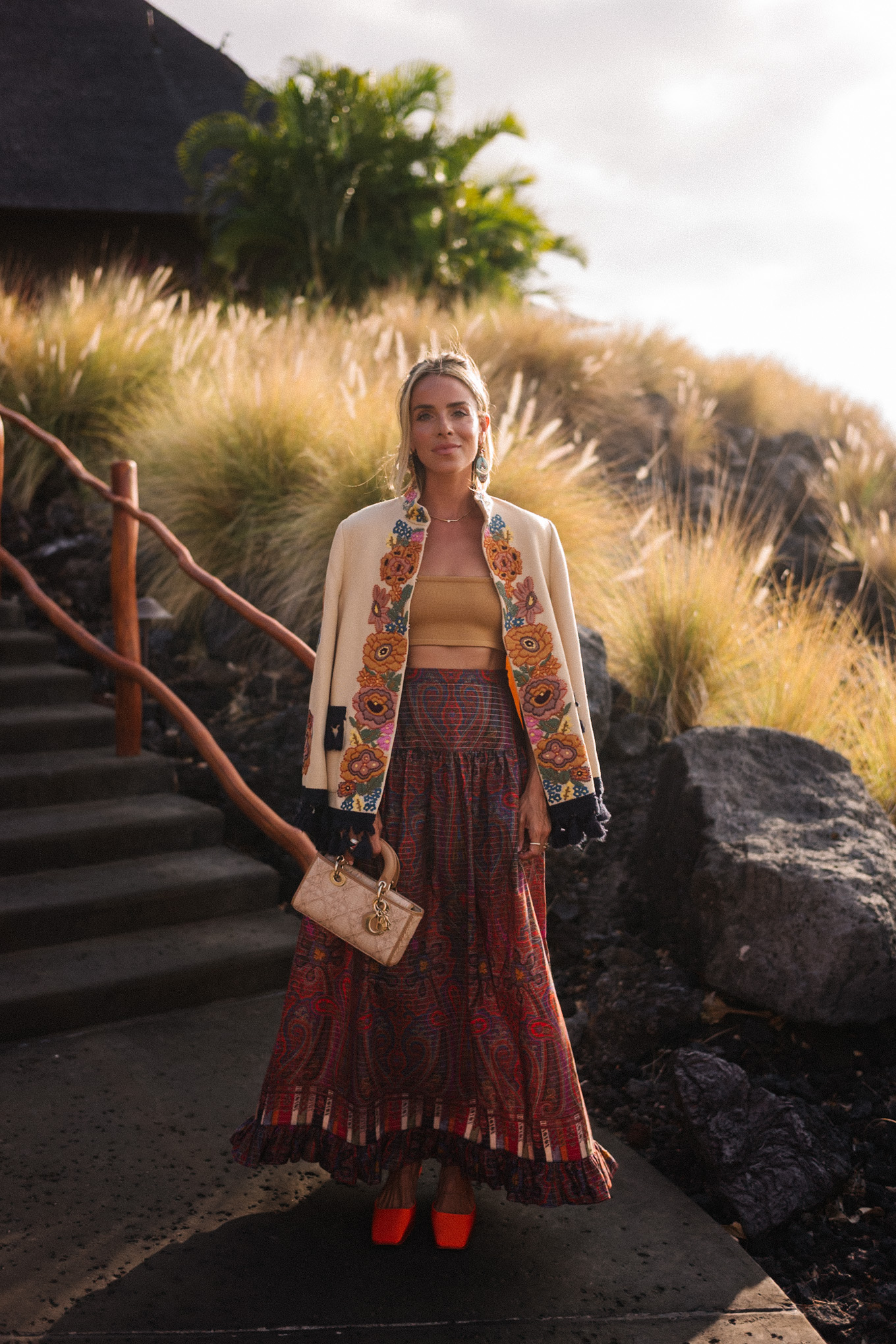 Veste brodée Paisley Maxi Rock Gold Tank Cropped