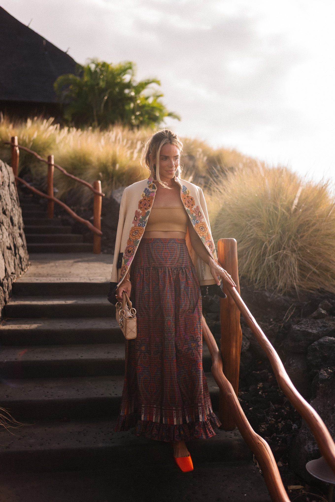 Veste brodée Paisley Maxi Rock Gold Tank Cropped