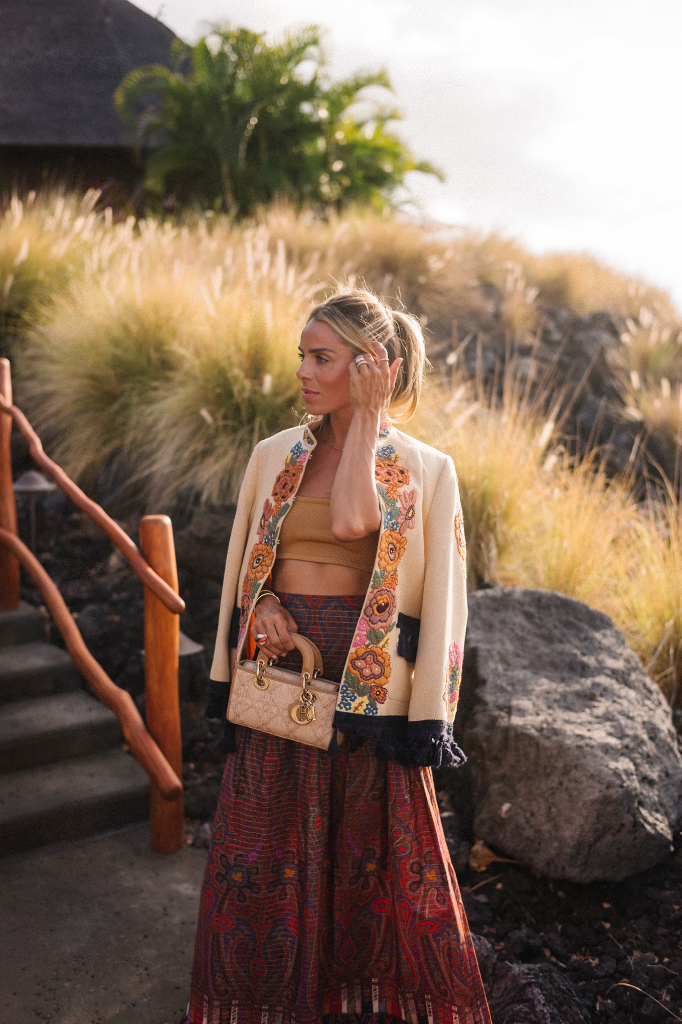 Veste brodée Paisley Maxi Rock Gold Tank Cropped