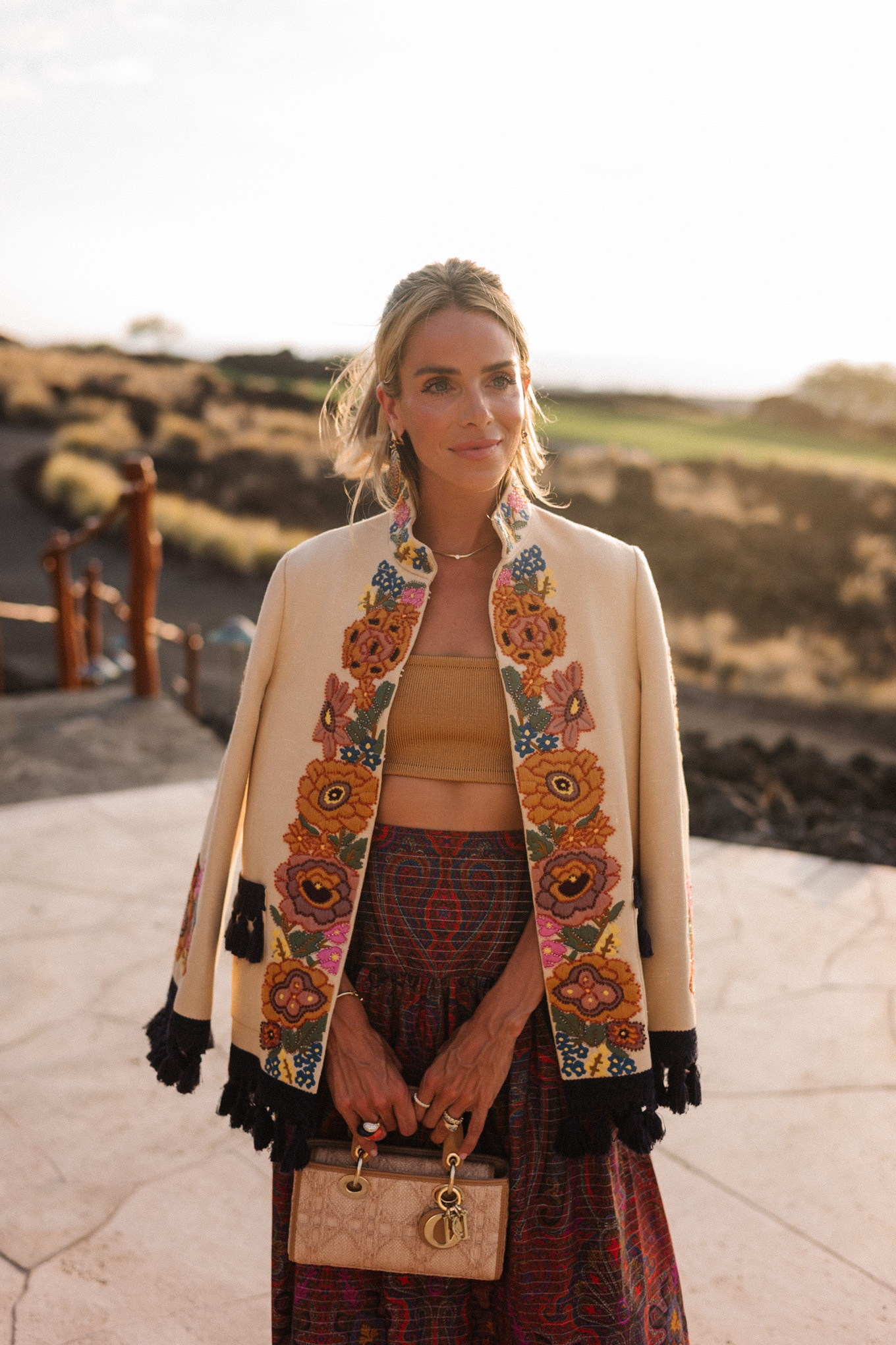 Veste brodée Paisley Maxi Rock Gold Tank Cropped