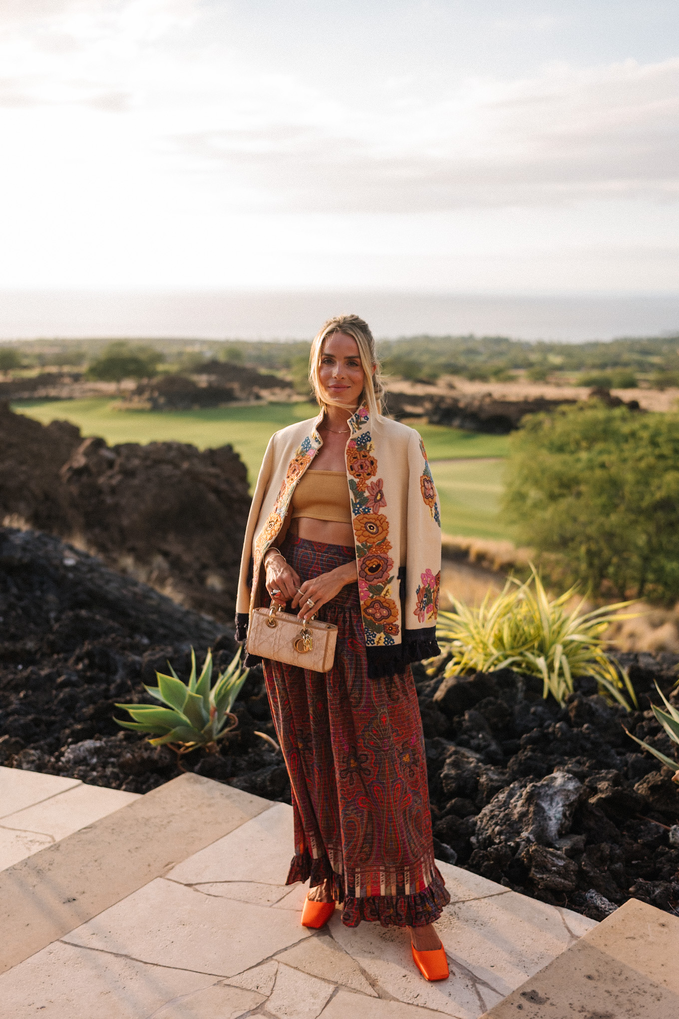 Veste brodée Paisley Maxi Rock Gold Tank Cropped