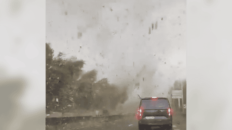 Tornado rips across motorway in France – video
