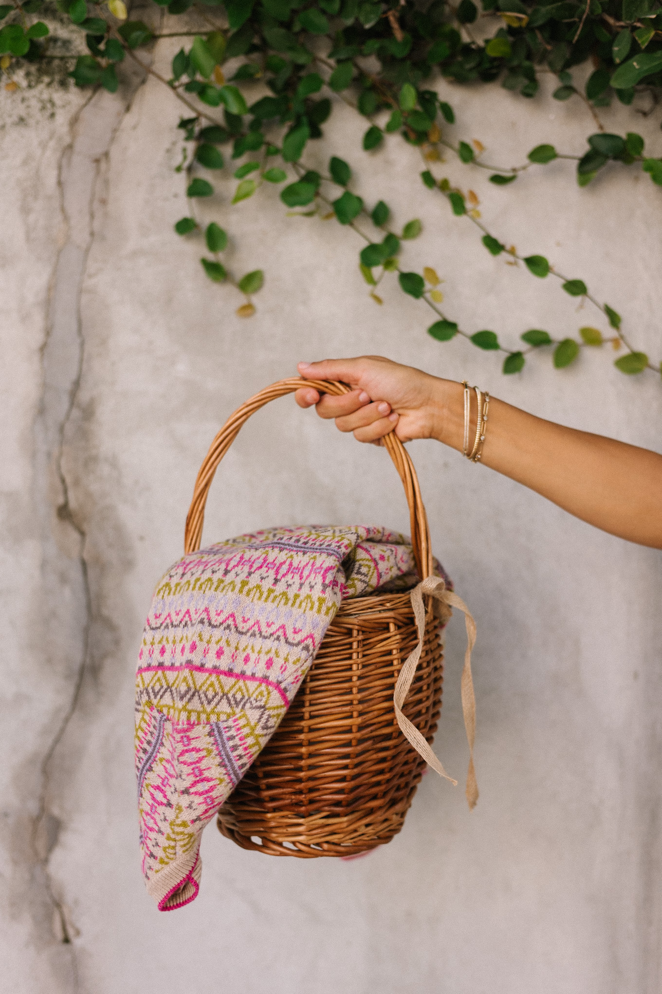 Tricoting en cachemire à motifs géométriques verts roses pour l'automne
