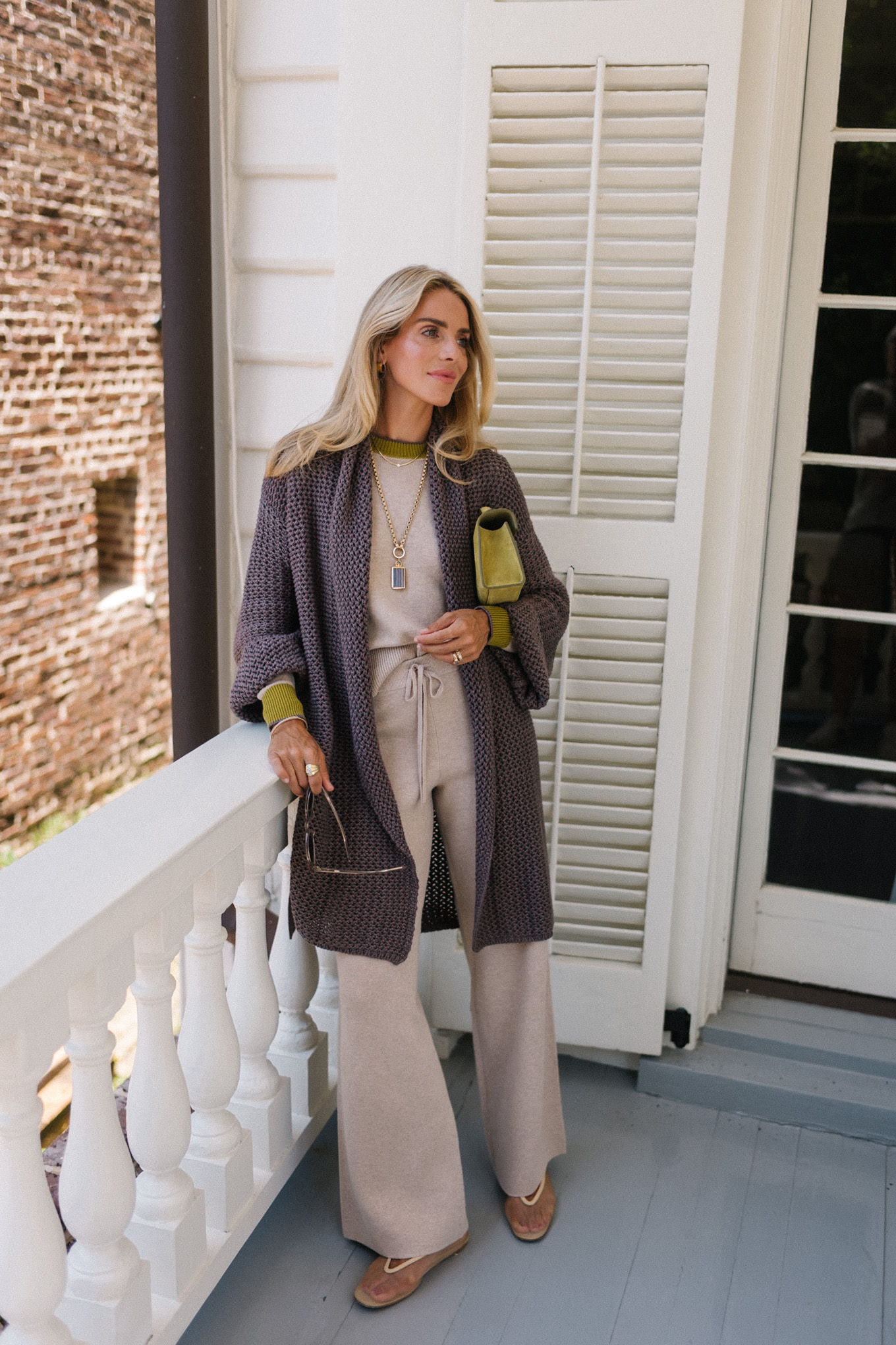 Tricoting en cachemire à motifs géométriques verts roses pour l'automne