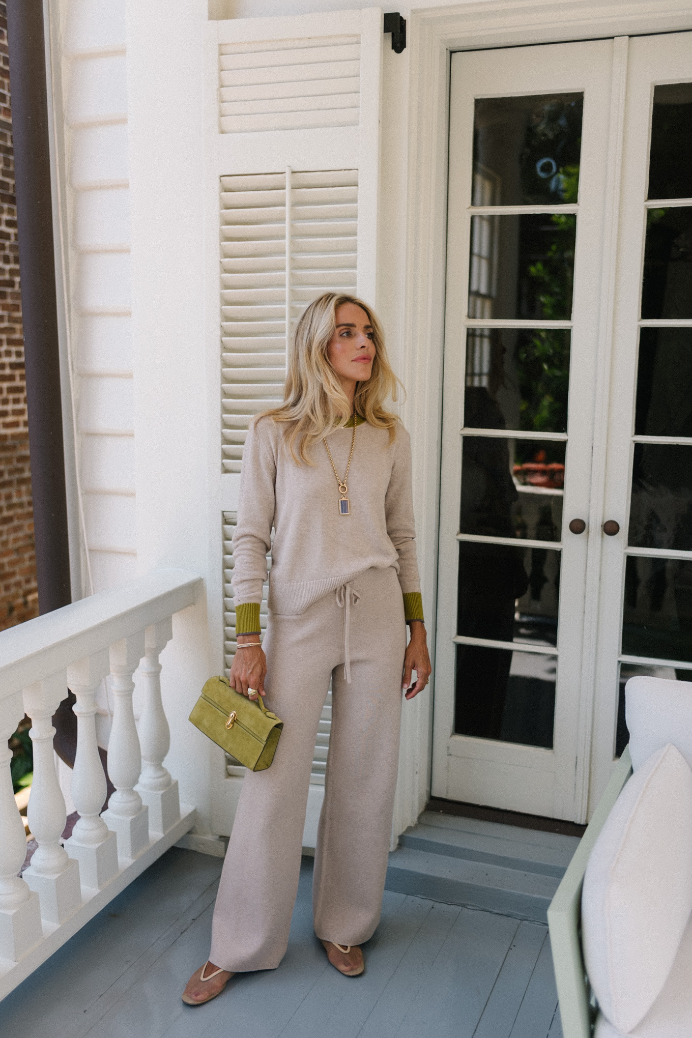 Tricoting en cachemire à motifs géométriques verts roses pour l'automne