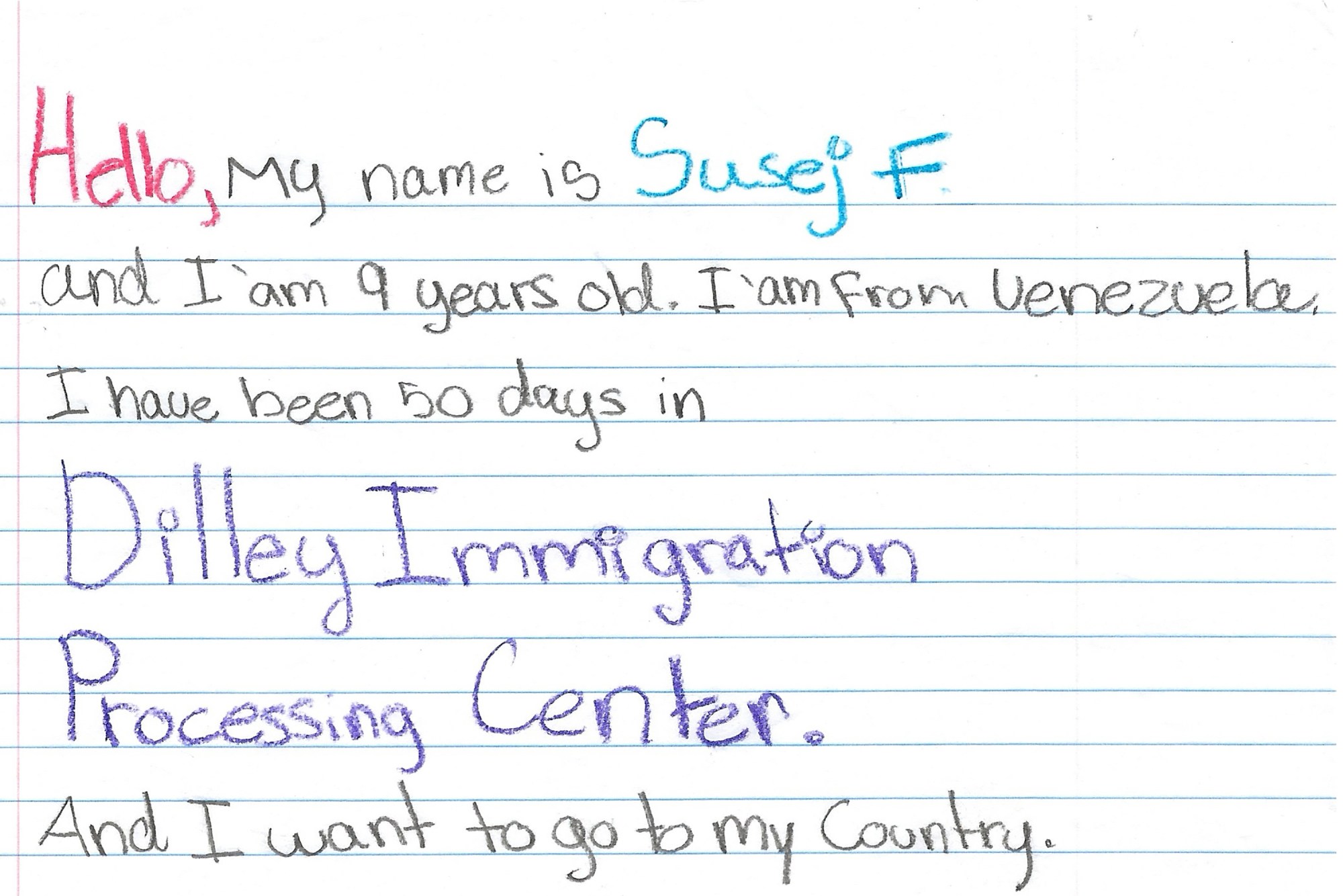 Letters From the Children Detained at ICE’s Dilley Facility — ProPublica
