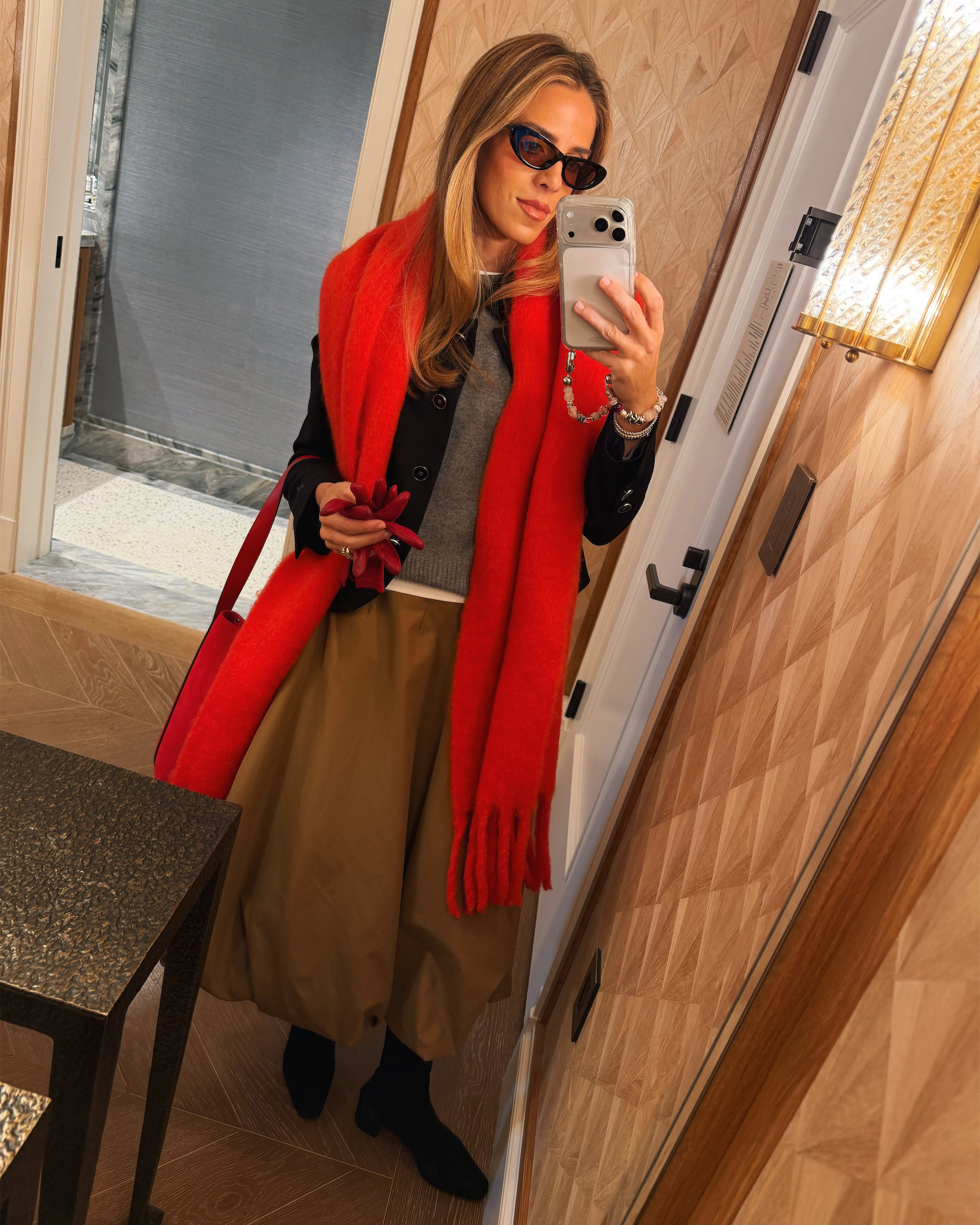 accessoires d'hiver rouges