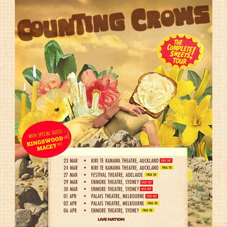 Counting Crows annonce les « Complete Sweets ! » australiens et néo-zélandais ! en tournée avec Kingswood et MACEY – Backseat Mafia