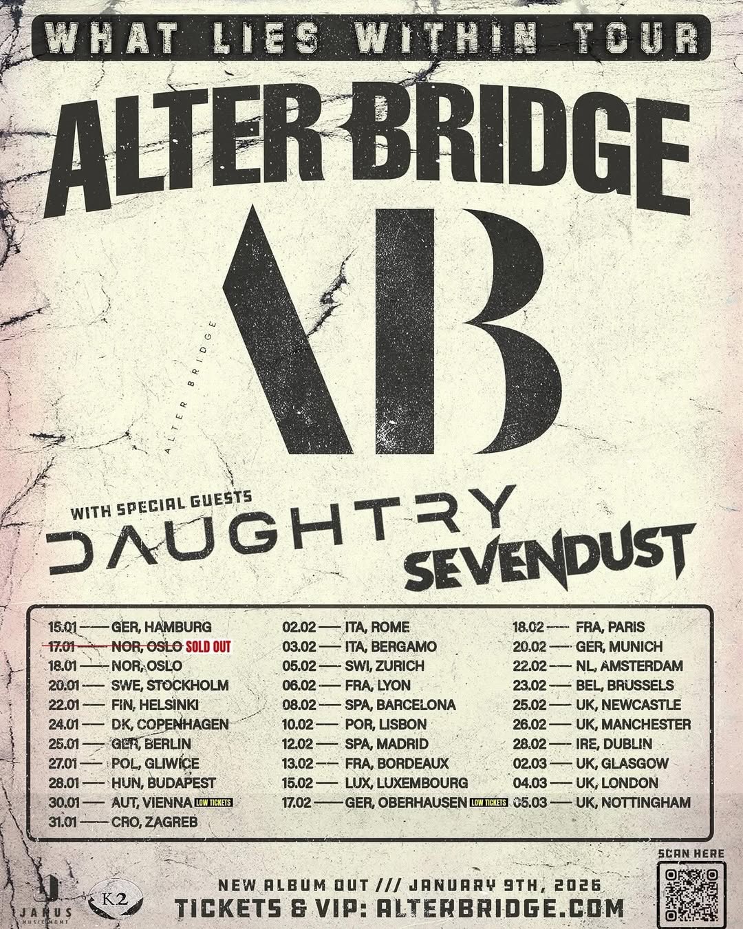 Alter Bridge, Daughtry, Sevendust 26 février 2026 – Backseat Mafia