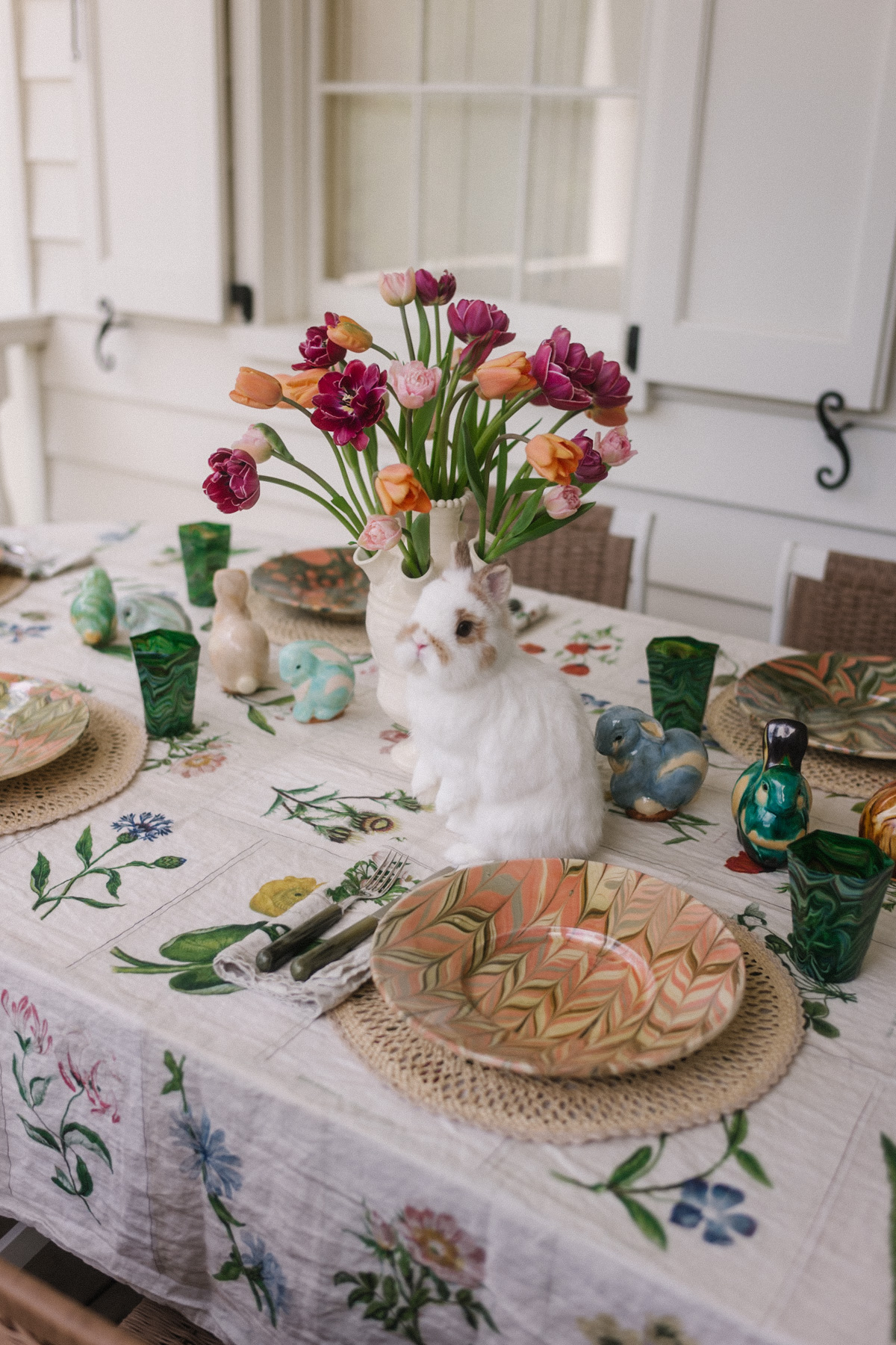 robe de printemps florale verte foulard au crochet paysage de table de printemps