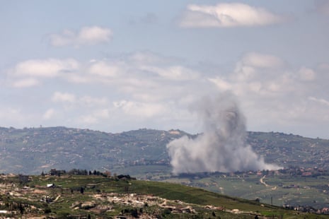 Smoke rises following an explosion in southern Lebanon, as seen from northern Israel.