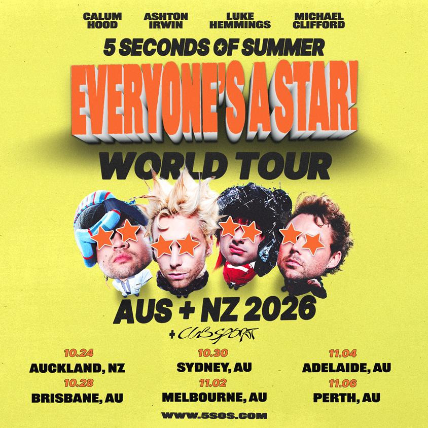 ^ : Cub Sport rejoint 5 Seconds of Summer dans la diffusion mondiale « EVERYONE'S A STAR ! » en tournée