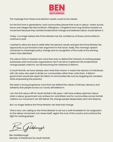 Ben Goldsborough calls for Starmer to resign
