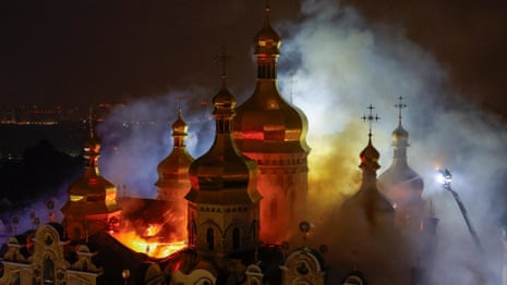 Cathedral burns at Unesco-listed Kyiv Pechersk Lavra after Russian attack