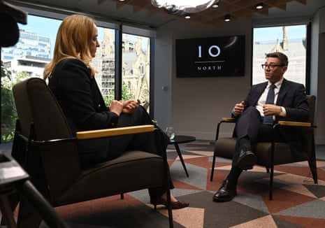 Andy Burnham being interviewed by Laura Kuenssberg.