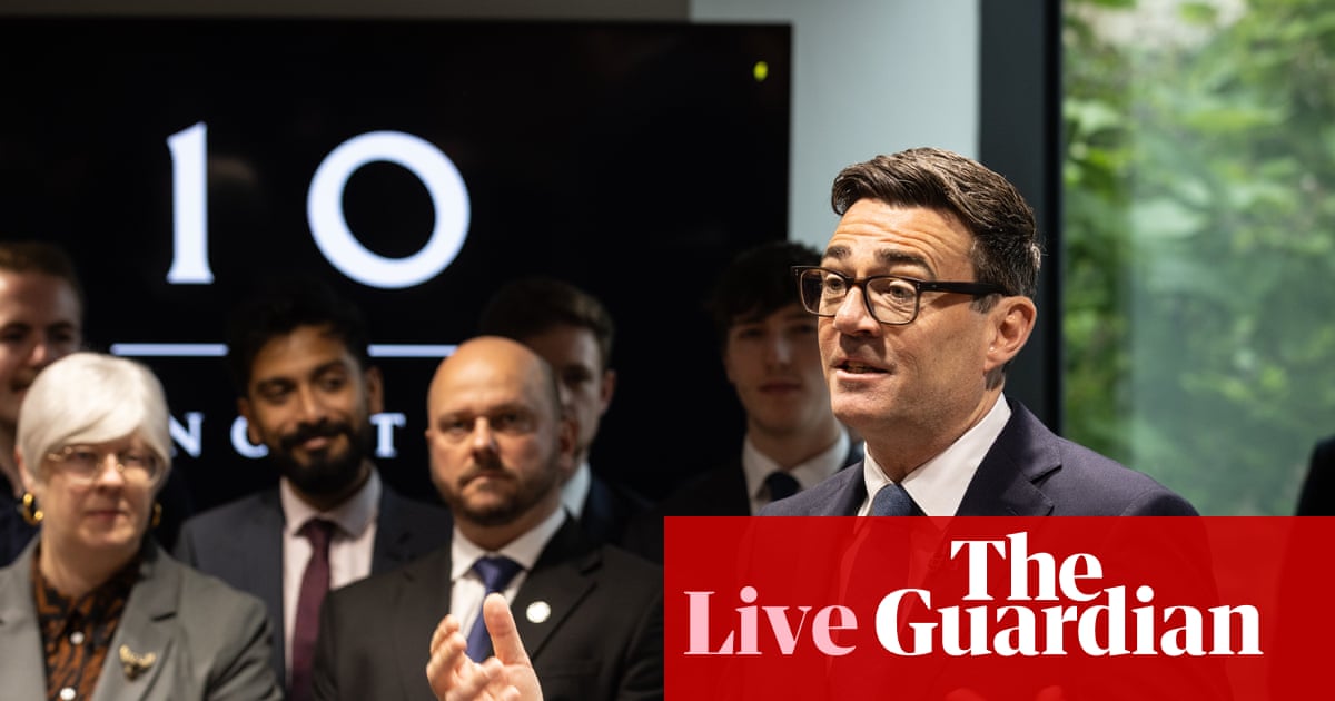 Burnham defends cost of opening No 10 North against ‘London-based’ critics – UK politics live | UK news