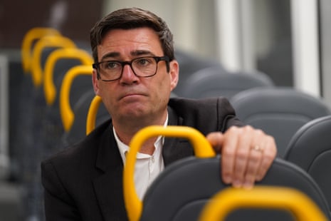 Andy Burnham views the 'Bee Network' buses at manufacturer Alexander Dennis in Larbert, Falkirk, when he was mayor of Greater Manchester.