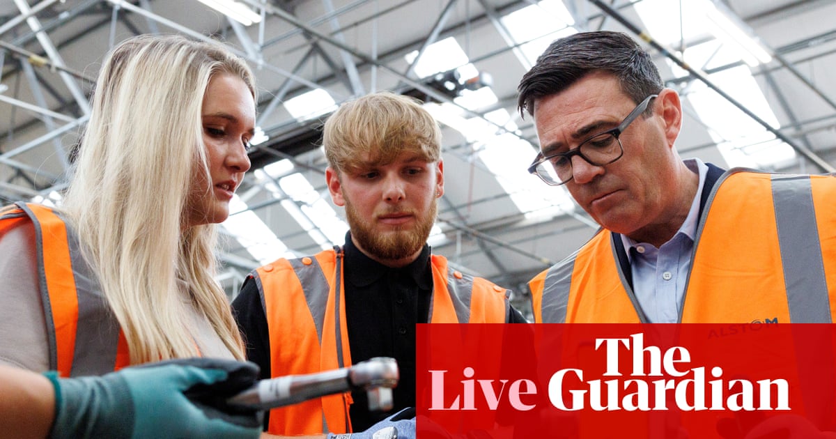 Burnham to announce plan for 10,000 work experience placements for young people – UK politics live | Andy Burnham