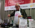 The clock counts down, competitors have 30 mins to make two types of porridge.