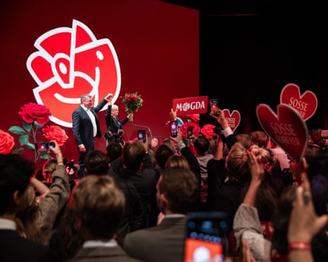 Social Democrats leader Magdalena Andersson gives a speech during the party´s election watch after the Swedish parliamentary election in Stockholm.