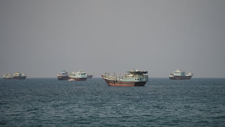 Vessels at the strait of Hormuz, as seen from Musandam, Oman, on 6 September 2026.