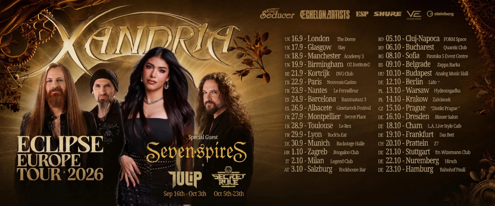 Live Review: Xandria, Seven Spires & Tulip. Manchester Academy 3. 18/09/2026