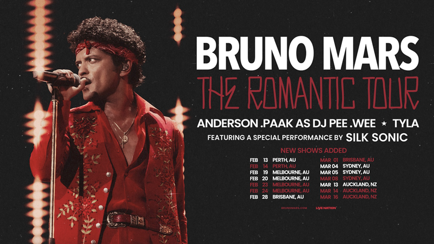 News: Bruno Mars adds new Australian and New Zealand stadium shows due to demand
