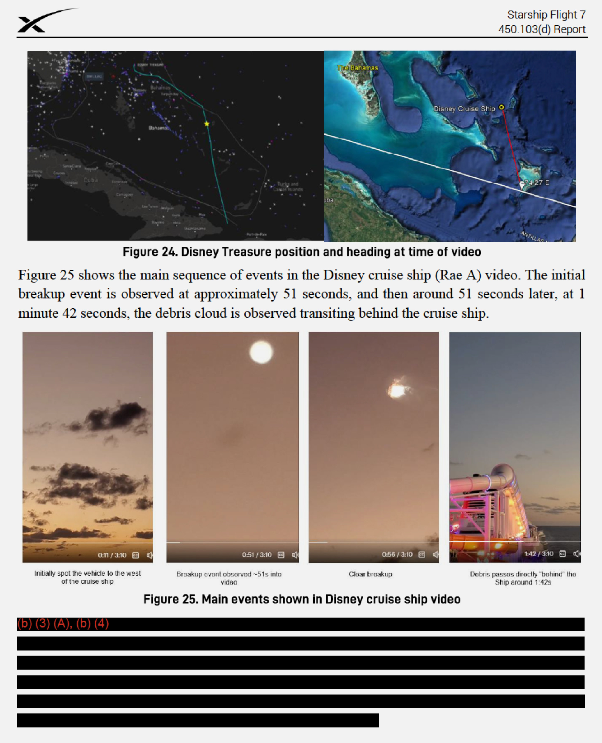 A document with two maps and four screenshots of videos. Two of the screenshots show an explosion in the sky. One of the screenshots shows an illuminated water slide.