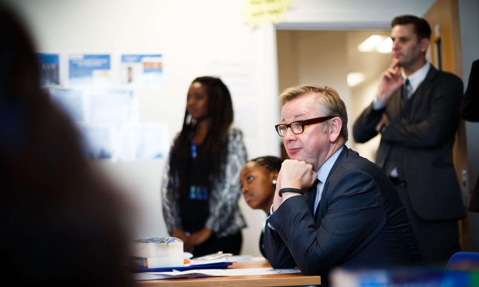 Then education secretary Michael Gove visits Perry Beeches III Free School, on September 3, 2013 in Birmingham, England.